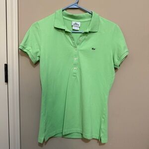 Lacoste Women's Light Green Button Down Polo